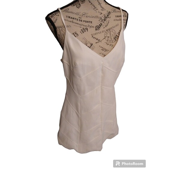 GB V Neck Sleeveless flared Bottom dress white Beachy Boho Cottage Core - Picture 2 of 11